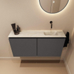 MONDIAZ TURE-DLUX Meuble toilette - 100cm - Dark Grey - EDEN - vasque Ostra - position droite - sans trou de robinet SW1104794