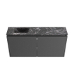 MONDIAZ TURE-DLUX meuble WC 100 cm Dark Grey. Lavabo EDEN Lava position gauche. Avec 1 trou de robinet. SW1103758