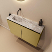 MONDIAZ TURE-DLUX Meuble toilette - 80cm - Oro - EDEN - vasque Glace - position gauche - sans trou de robinet SW1103390