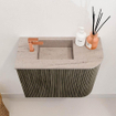 Mondiaz JOYA-DLUX 51.6cm toiletmeubel - ronding rechts kleur Shadow - Wastafel FAYE positie Links 1 kraangat kleur Saba. SW1425136