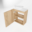 Mondiaz Fowy Meuble WC - 40x50x23cm - chêne blanchi mat - 1 trou de robinet - lavabo à gauche - 1 porte - solid surface - plan Mélamine - lavabo : Blanc / Noir SW761433