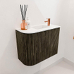 Mondiaz JOYA 51.6cm meuble de salle de bains - arrondi gauche couleur Shadow - Vasque FAYE position Droite 1 trou de robinet couleur Talc. SW1421426