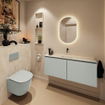MONDIAZ TURE-DLUX Meuble toilette - 120cm - Greey - EDEN - vasque Ostra - position centrale - sans trou de robinet SW1104848