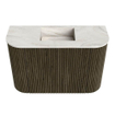 Mondiaz JOYA-DLUX 63.2cm toiletmeubel - ronding links en rechts kleur Shadow - Wastafel FAYE positie Midden Zonder kraangat kleur Ostra. SW1423020