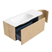 MONDIAZ KURVE 115cm Meuble salle de bain avec module 25 D - couleur Oak - 1 tiroir - 1 porte - vasque BIG SMALL gauche - 1 trou de robinet - Talc SW1138173