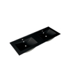 Saniclass Chaci Ensemble meuble de salle de bains - 120x46x55cm - lavabo céramique noir - 2 vasques - 2 trous de robinet - 2 tiroirs - armoire de toilette - noir mat SW856572
