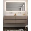 Mondiaz VICA ensemble de meuble de salle de bain - 150cm - meuble sous-vasque fumée - 4 tiroirs - lavabo nuage double - sans trou de robinet version XL 60cm de haut SW1089837