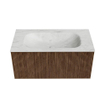 MONDIAZ KURVE-DLUX 90cm Meuble salle de bain - couleur Walnut - 1 tiroir - vasque BIG SMALL centre - sans trou de robinet - couleur Opalo SW1137618