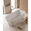 ZEZA Grand Baignoire semi-îlot - 180x80x58cm - avec une bonde- acrylique - blanc brillant SW1030591
