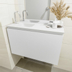 MONDIAZ OLAN Kit lave-mains - 80x30x40cm - 1 trou de robinet - 1 tiroir - talc mat - lavabo à gauche - Solid Surface Blanc SW473220