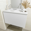 Mondiaz OLAN Meuble lave-mains 80x30x40cm 1 trou de robinet 1 tiroir Talc mat avec lavabo LEX Gauche Solid Surface Blanc SW473220