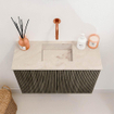 Mondiaz JOYA-DLUX Meuble WC 60cm - couleur Shadow - Lavabo FAYE position Milieu Sans trou de robinet couleur Frappe. SW1422671