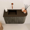 Mondiaz JOYA 61.6cm toiletmeubel - ronding rechts kleur Shadow - Wastafel FAYE positie Links Zonder kraangat kleur Urban. SW1421521