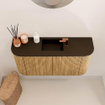 Mondiaz JOYA 83.2cm toiletmeubel - ronding links en rechts kleur Oak - Wastafel FAYE positie Midden 1 kraangat kleur Urban. SW1421235