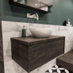 Mondiaz LUSH Meuble salle de bains avec 1 tiroir lavabo BARCO 80x30x45cm Centre sans trou de robinet Dark brown/Brun foncé SW409588
