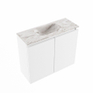 MONDIAZ TURE-DLUX Meuble toilette - 60cm - Talc - EDEN - vasque Glace - position centrale - sans trou de robinet SW1103085