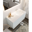 Mondiaz VICA ensemble de meuble de salle de bain - 100cm - meuble sous-vasque argile - 2 tiroirs - lavabo lune droite - 1 trou de robinet - miroir LED - version XL 60cm de haut SW1097853