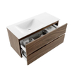 MONDIAZ VICA Ensemble meuble de salle de bains - 100x50cm - 2 tiroirs - Mocha - lavabo CLOUD gauche - sans trou de robinet - Talc SW1223267