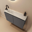 MONDIAZ TURE-DLUX Meuble toilette - 80cm - Dark Grey - EDEN - vasque Opalo - position gauche - 1 trou de robinet SW1104296