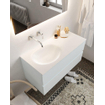 Mondiaz VICA ensemble de meuble de salle de bain - 100cm - meuble sous-vasque argile - 2 tiroirs - lavabo lune gauche - sans trou de robinet version XL 60cm de haut SW1091218