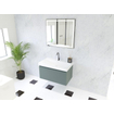 HR Matrix ensemble de meubles de salle de bain 3d 80cm 1 tiroir sans poignée avec bandeau de poignée en couleur petrol matt avec lavabo juste 1 trou pour robinet blanc SW857041