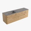 Mondiaz CIRO-DLUX Badkamermeubelset - 160x45x50cm - Solid surface wastafel Sombra - 1 wasbak Links - zonder kraangaten - 4 lades - Oak SW1531272