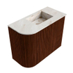 Mondiaz JOYA-DLUX Meuble de toilette 51,6cm - arrondi gauche couleur Ruby - Vasque FAYE position droite Sans trou de robinet couleur Frappe SW1423539