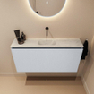 MONDIAZ TURE-DLUX Meuble toilette - 100cm - Clay - EDEN - vasque Opalo - position centrale - sans trou de robinet SW1104247