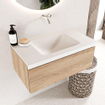 Mondiaz bukla ensemble de meubles de salle de bain 80x45x34cm 0 robinetterie lavabo milieu surface solide talc sans poignée 1 tiroir avec fermeture douce mélamine chêne lavé SW704726