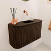 Mondiaz JOYA 73.2cm meuble de salle de bains - arrondi gauche et droite couleur Walnut - Vasque FAYE position Milieu Sans trou de robinet couleur Urban SW1421439