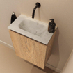 MONDIAZ TURE-DLUX Meuble de toilette 40 cm Washed Oak. Lavabo EDEN Opalo position milieu. Sans trou de robinet. SW1104624