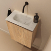 MONDIAZ TURE-DLUX Meuble toilette - 40cm - Washed Oak - EDEN - vasque Opalo - position centrale - sans trou de robinet SW1104624