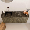Mondiaz JOYA-DLUX 90cm meuble de salle de bains - couleur Dusk - Vasque FAYE position Gauche Sans trou de robinet couleur Lava. SW1423261