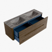 Mondiaz CIRO-DLUX Badkamermeubelset - 140x45x50cm - Solid surface wastafel Oza - 2 wasbak Dubbel - 2 kraangaten - 4 lades - Dusk SW1533282