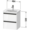 Duravit Ketho 2 Meuble sous-lavabo - 2 tiroirs - 48.4x37.5x54.9cm - poignées anthracite - blanc brillant SW772328
