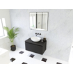 HR badmeubelen Matrix 3D badkamermeubelset 80cm 1 lade greeploos met greeplijst in kleur Zwart mat met bovenblad zwart mat SW857036