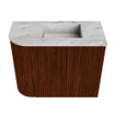 Mondiaz JOYA-DLUX Meuble de salle de bains 51,6cm - arrondi gauche couleur Ruby - Vasque FAYE position Droite Sans trou de robinet couleur Glace SW1423564