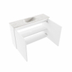 MONDIAZ TURE-DLUX Meuble de toilettes 80 cm Talc. Lavabo EDEN Ostra position milieu. Sans trou de robinet. SW1104663