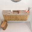 Mondiaz JOYA-DLUX 103.2cm toiletmeubel - ronding links en rechts kleur Oak - Wastafel FAYE positie Midden 1 kraangat kleur Arena. SW1423928