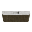 Mondiaz JOYA-DLUX Meuble de salle de bains 113.2cm - arrondis gauche et droite couleur Shadow - Vasque FAYE position Milieu Sans trou de robinet couleur Glace SW1422826