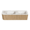 MONDIAZ KURVE-DLUX 155cm Meuble salle de bain avec module 25 G - couleur Oak - 2 tiroirs - 1 porte - vasque LEAF double / droite - sans trou de robinet - couleur Frappe SW1137397