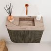 Mondiaz JOYA-DLUX Meuble de salle de bains - 51,6 cm - arrondi gauche couleur Shadow - Vasque FAYE position droite Sans trou de robinet couleur Arena SW1424830