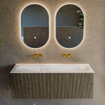 Mondiaz KURVE Ensemble meuble de salle de bains - 120x46x40cm - 1 tiroir - lavabo solid surface - central - sans trou de robinet - Shadow SW1414236