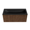 MONDIAZ KURVE 100cm Meuble salle de bain - couleur Walnut - 1 tiroir - vasque BIG MEDIUM centre - sans trous de robinet - Urban SW1138462