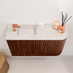 Mondiaz JOYA-DLUX 71.6cm meuble de toilette - arrondi droit couleur Ruby - Vasque FAYE position Gauche 1 trou de robinet couleur Ostra. SW1423797