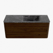 Mondiaz CIRO-DLUX Meuble de salle de bains - 120x45x50cm - Plan vasque solid surface Lava - 1 lavabo à droite - sans trous de robinetterie - 2 tiroirs - Noyer SW1530193