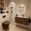 MONDIAZ TURE-DLUX Meuble toilette - 100cm - Rust - EDEN - vasque Ostra - position centrale - 1 trou de robinet SW1105047