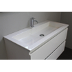 Basic Bella Meuble salle de bains avec lavabo acrylique avec miroir et éclairage Blanc 100x55x46cm 1 trou de robinet Blanc brillant SW491812