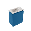 MONDIAZ TURE-DLUX Meuble toilette - 40cm - Jeans - EDEN - vasque Glace - position gauche - sans trou de robinet SW1103296