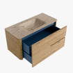 Mondiaz CIRO-DLUX Meuble de salle de bains - 100x45x50cm - Vasque solid surface Arena - 1 vasque au milieu - 1 trou pour robinet - 2 tiroirs - Chêne SW1530982